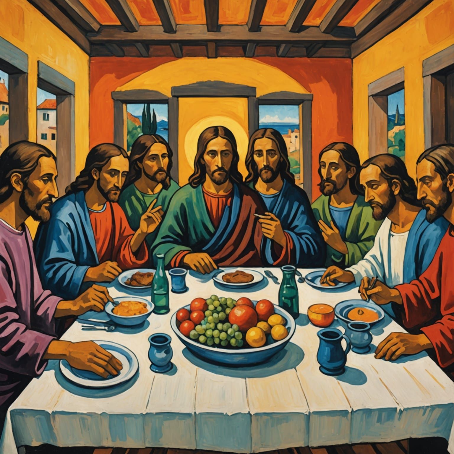 Gauguin's Last Supper: Gouache Impressionist Masterpiece