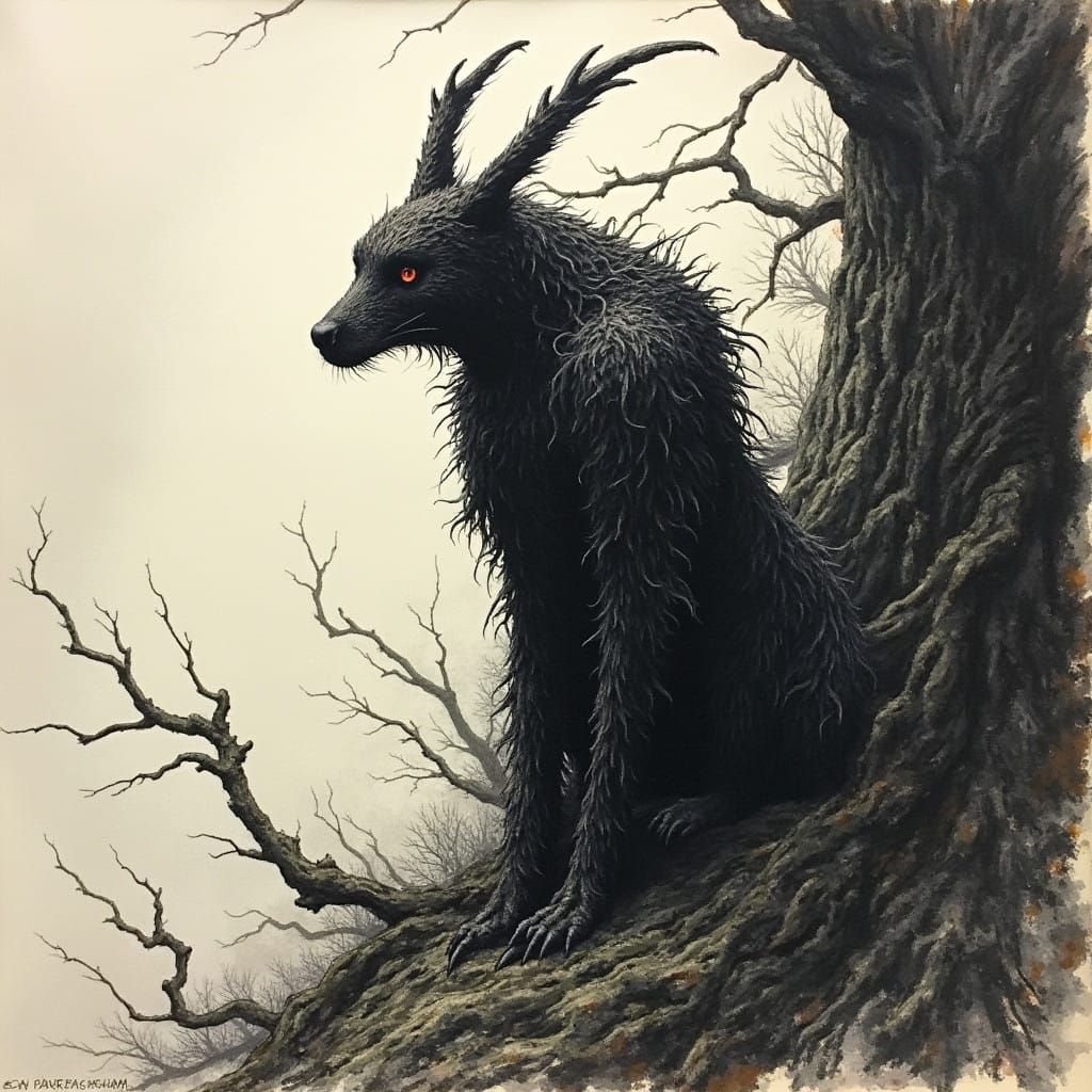 Fantastical Dark Fantasy Landscape in Whimsical Gothic Style