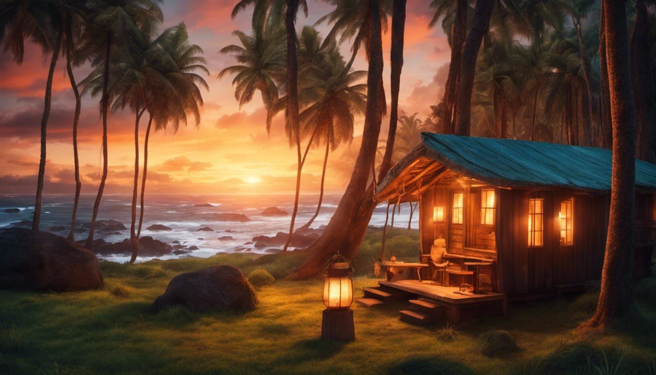 Easter Island Cabin at Sunset: A Warm Retreat