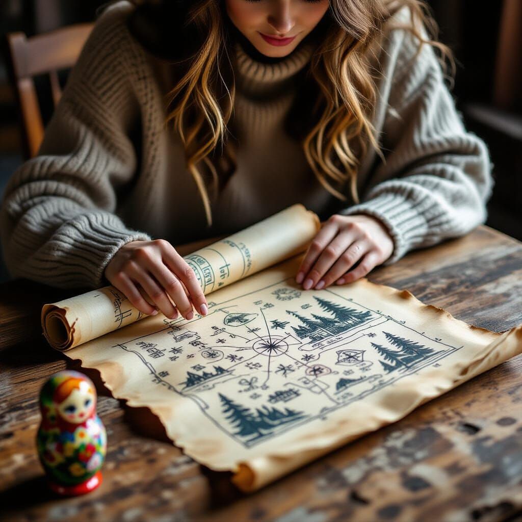 Misha Unveils Mystical Forest Map in Folk Art Style