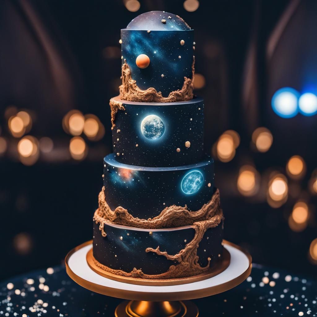 Hyperrealistic Outer Space Wedding Cake