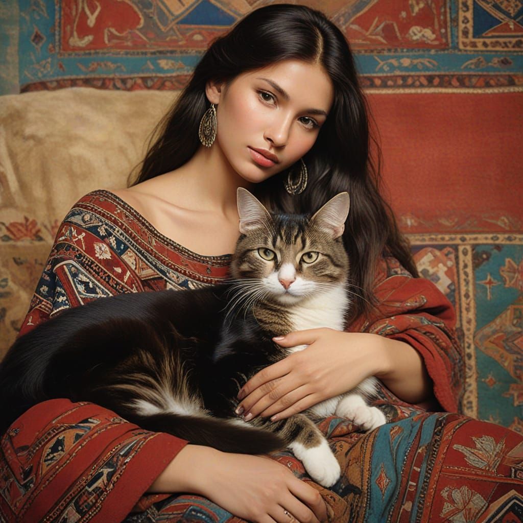 Dine Wise Woman and Cat