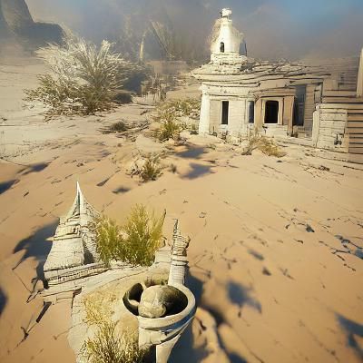 Desert Temple Ruins in Photorealistic Style