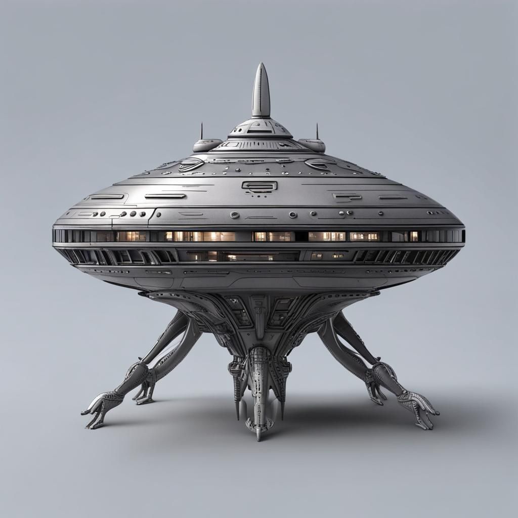 Miniature Alien Spaceship Design with Alien Pilot