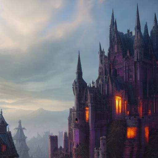 Elf Archer with Dragon in Art Nouveau Style