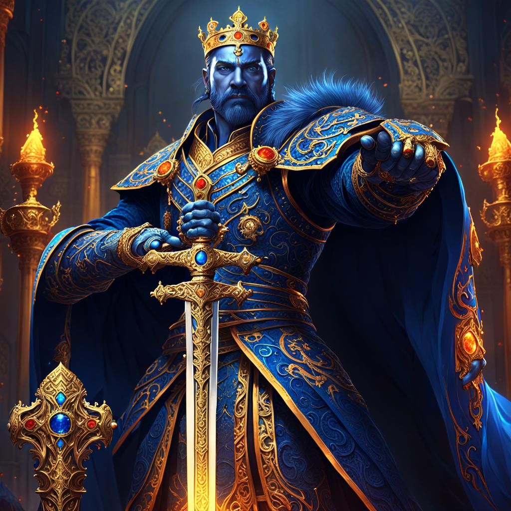 King with Magical Sword Fantasy Illustration