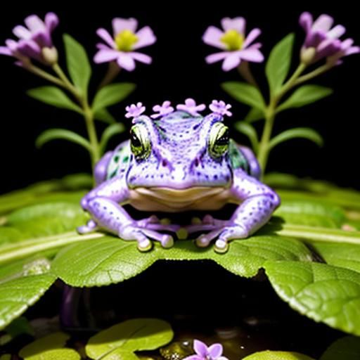 Mint Green Toad with Floral Back in Forest