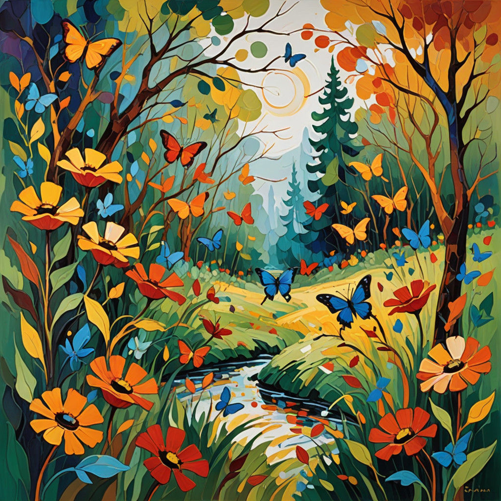 Vibrant Earth Tones Unleash Kinetic Movement in Cosmic Lands...