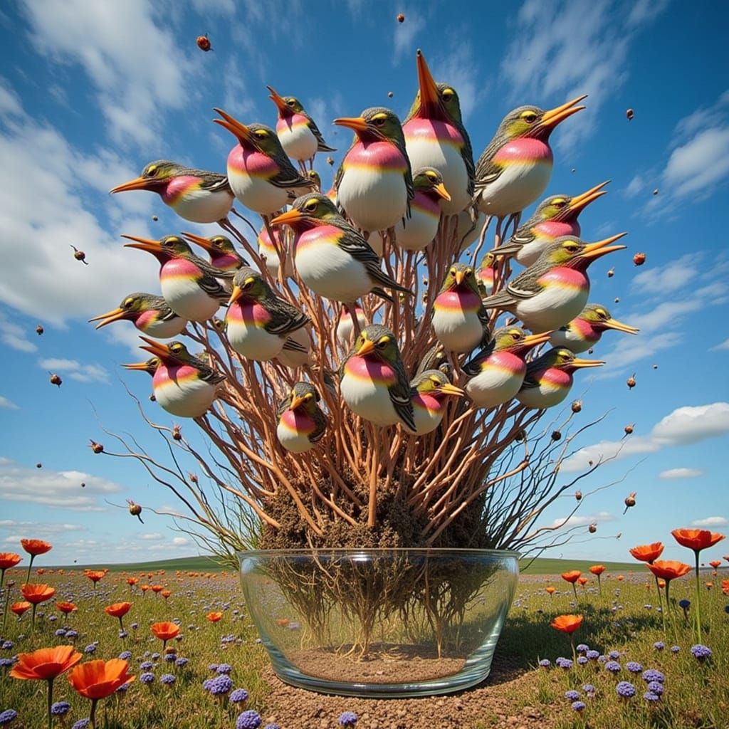 Psychedelic Puffins Bursting From a Glass Earth