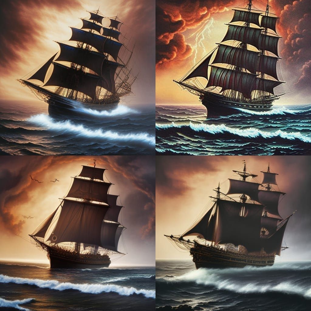 Galleon Ship Spider Captain in Dark Fantasy Style