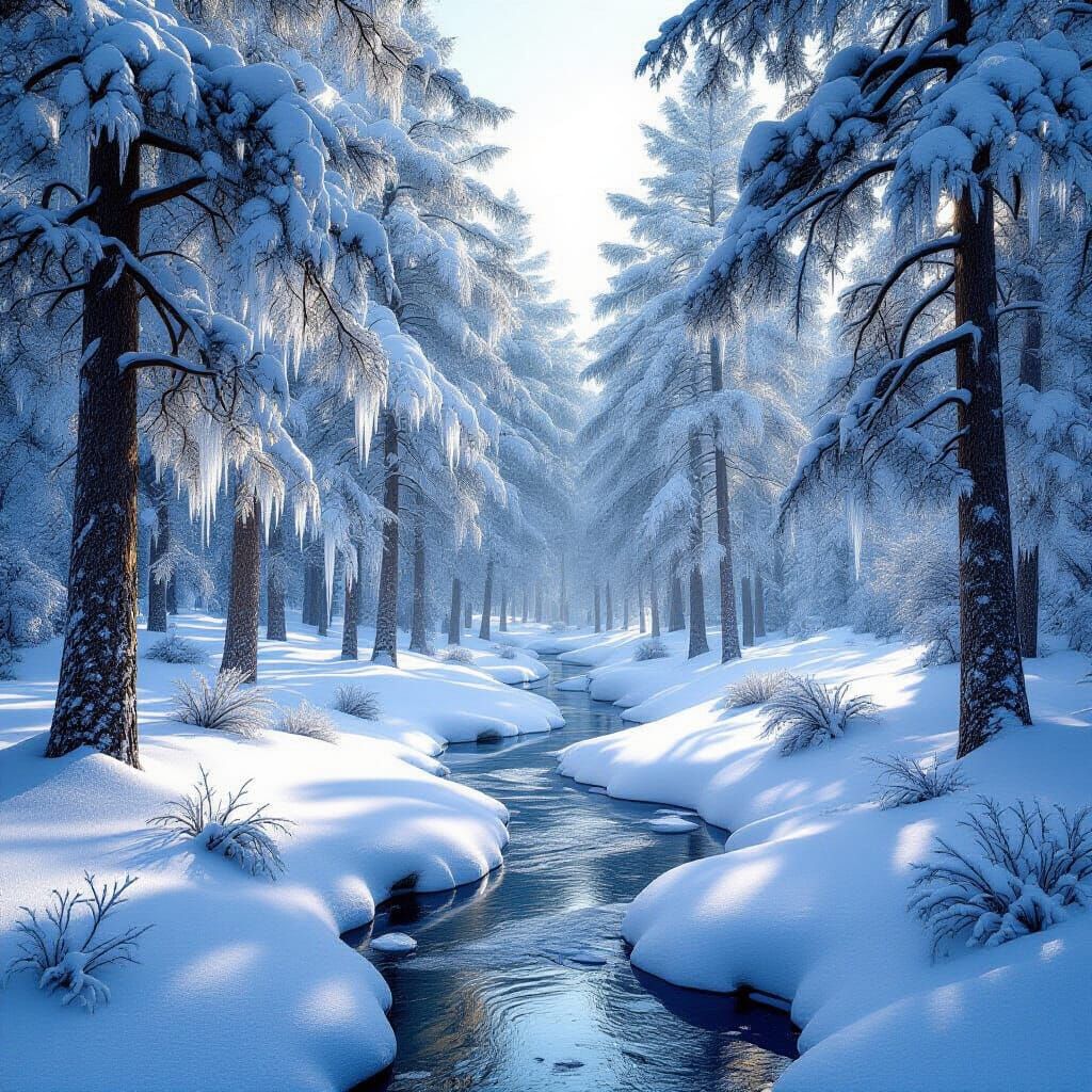 Stunning Winter Woodland Scene with Bright Cinematic Lightin...