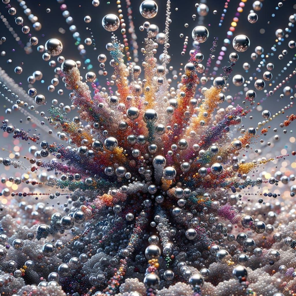 Exploding Rainbow Beads Frozen in Time