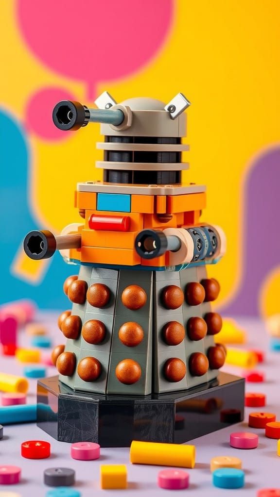 Miniature Lego Dalek in Whimsical Sci-Fi Style