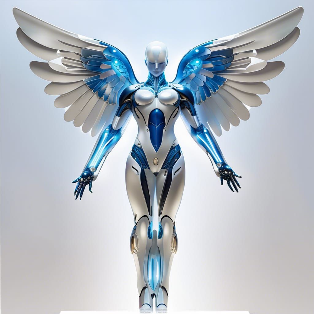 Hyperdetailed Angel Android with Visible Anatomy