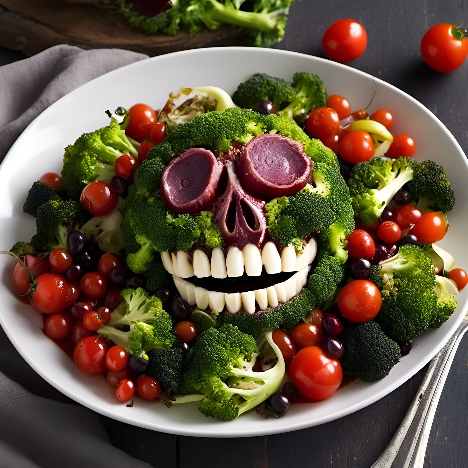 Gruesome Halloween Salad with Human Body Parts
