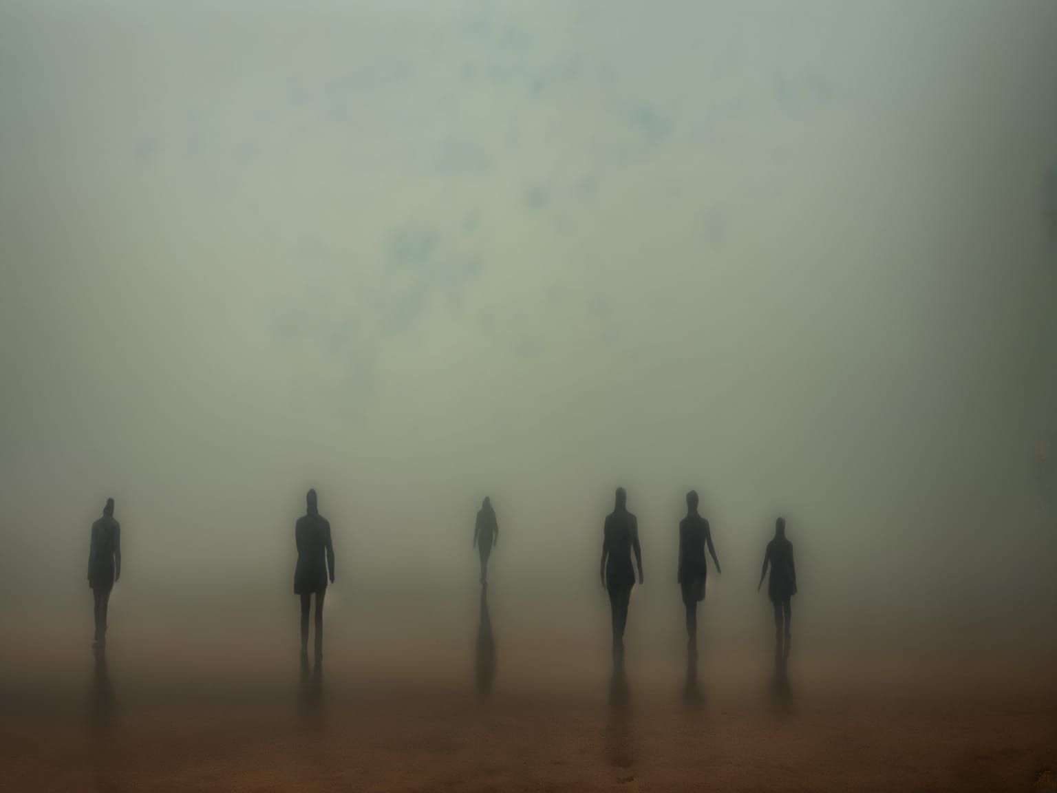 Ethereal Shadow People in Sky-Scoured Fires