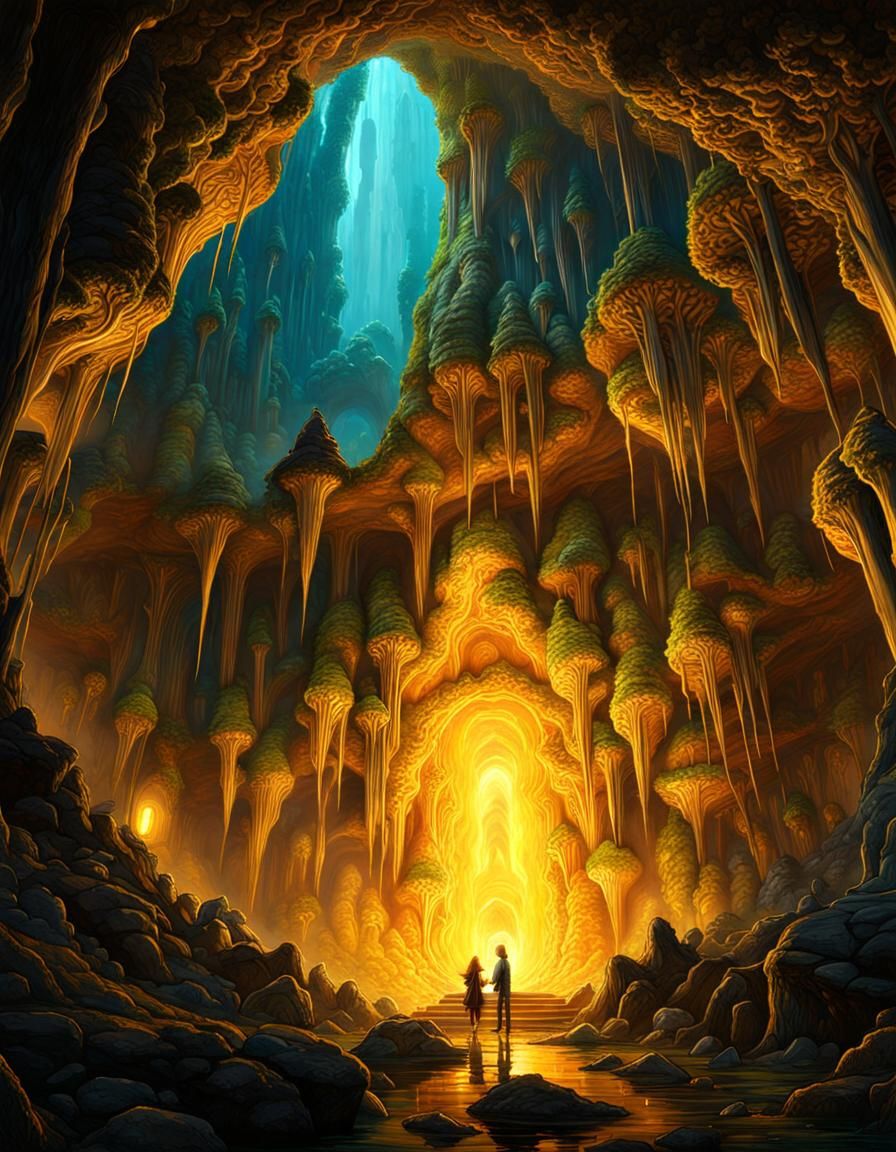 Pandora's Golden Cave Portal: Fantasycore Art