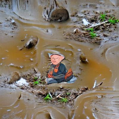 Elmer Fudd Sitting in Mud Puddle