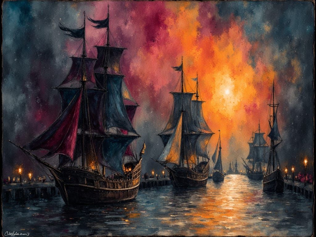 Pirate Sketch with Intense Colors in Old Master Style