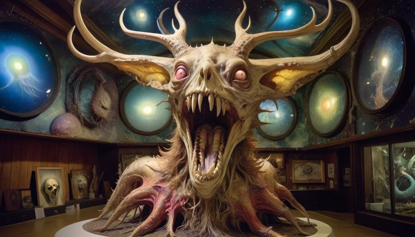 Distorted Cryptid Taxidermy Creature in Cosmic Vision