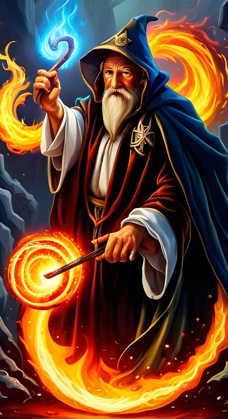 Wizard Casting Electric Spells in Alchemy Store