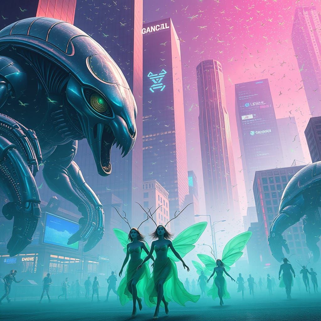 Surreal Downtown LA Apocalypse in Cyberpunk Style