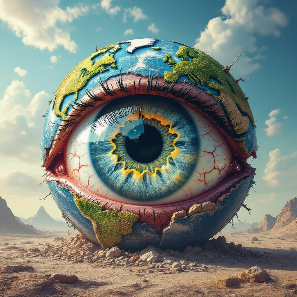 Earth Cracking Open Revealing Giant Eyeball