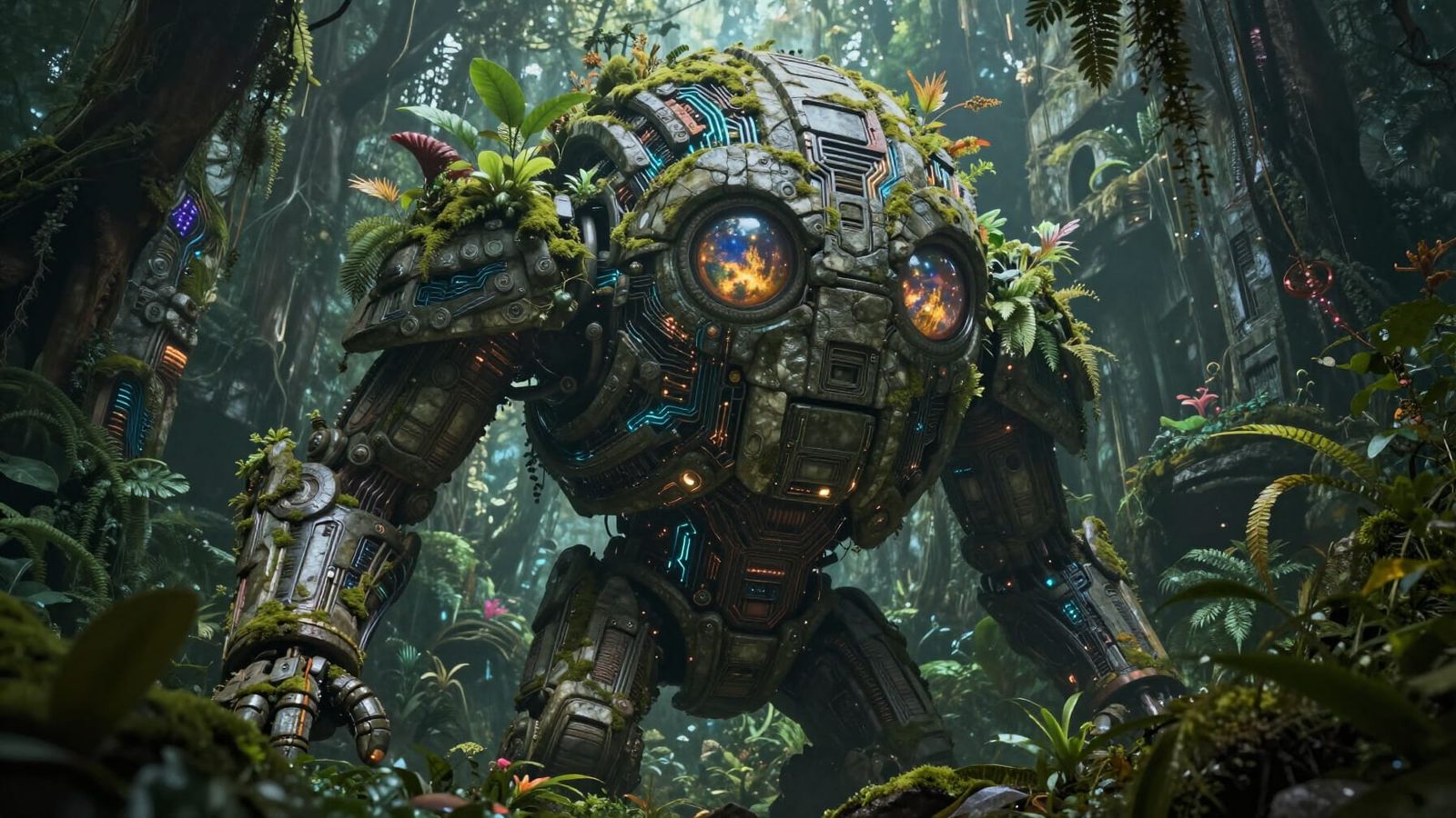 Ancient Stone Automaton Awakens in Jungle Ruins
