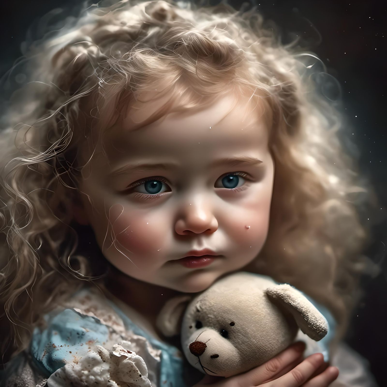 Toddler Girl Portrait with Worn Baby Doll