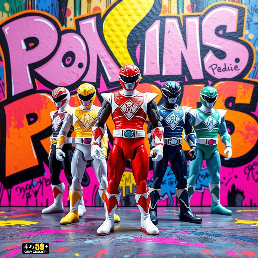 Mighty Morphin Power Rangers in Vibrant Graffiti Packaging
