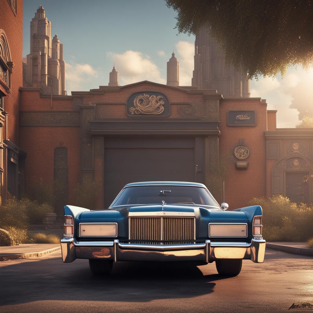 Huge chunky American car, 70s, Lincoln Continental, gas guzzler