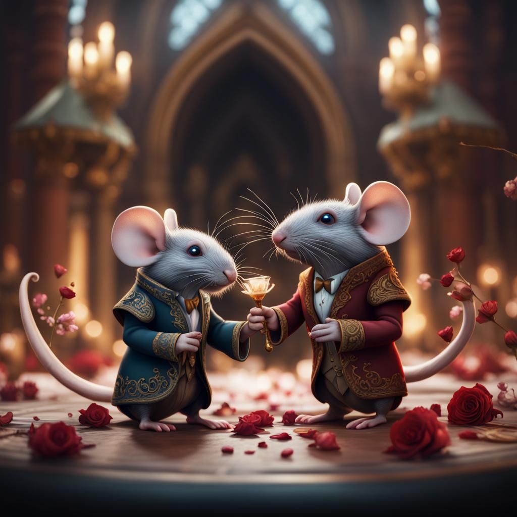 Mice Wedding: Detailed Matte Painting in Fantasy Style