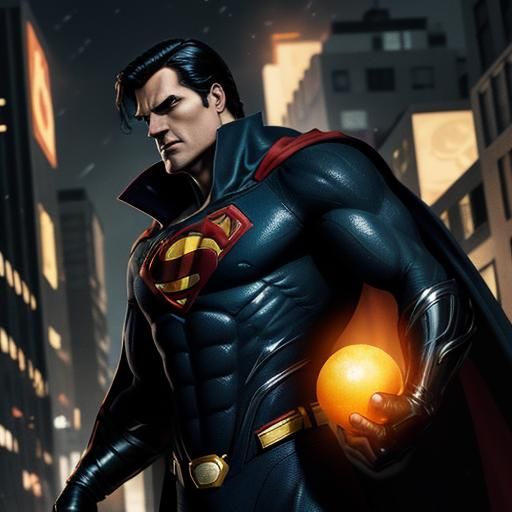 Dark Superhero in City Alleyway, Comic Book Style