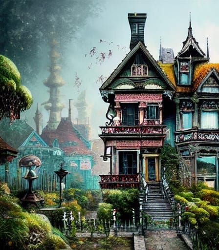 Post-Victorian City Painting by Studio Ghibli