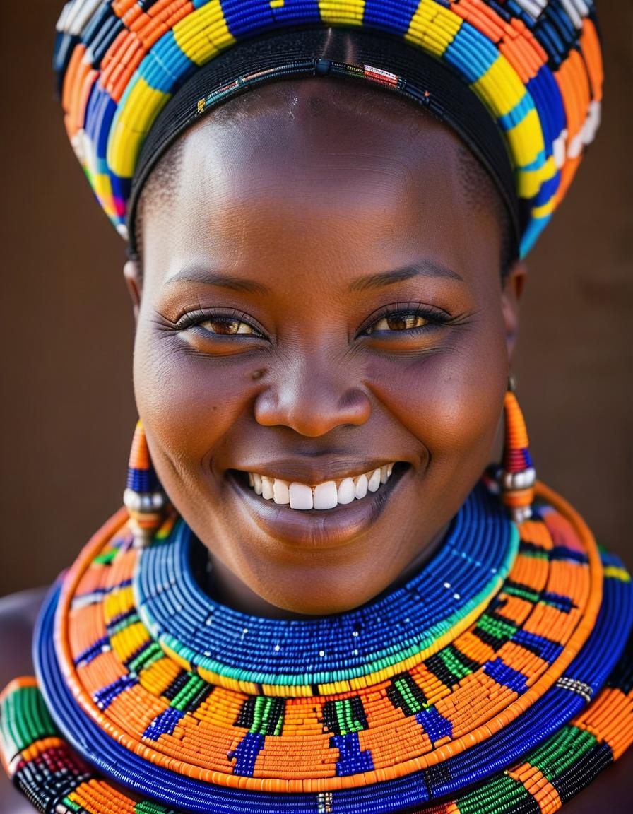 Elegant Ndebele Woman Portrait in Vibrant Colors