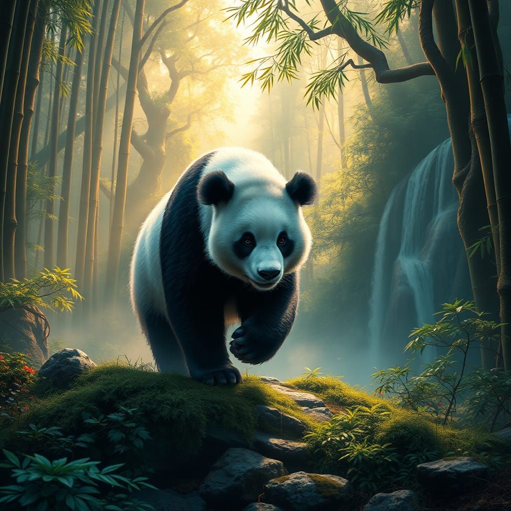 Panda in Sichuan Nature Reserve as Matte Painting