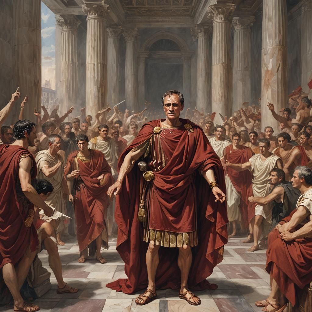 Julius Caesar Confronts the Roman Senate: Neo-Impressionist ...