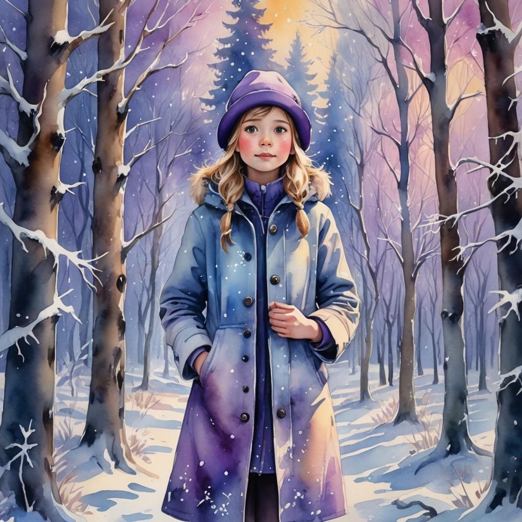 Magical Winter Wonderland in Watercolor Style