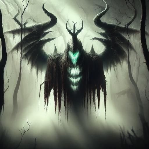 Siren Head in Abandoned Forest: Dark Fantasy Illustration