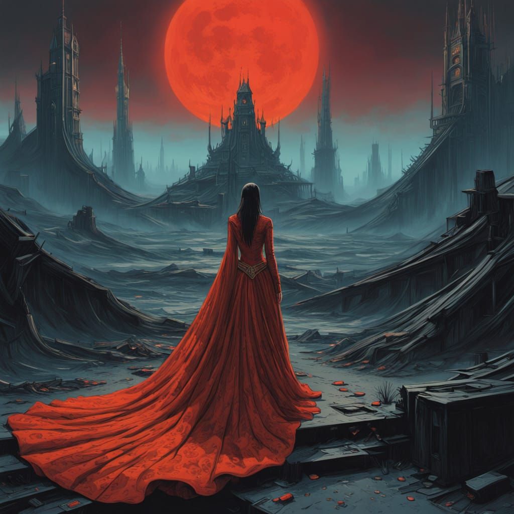 Ethereal Bride Defies Gravity in Fiery Red Evening Gown