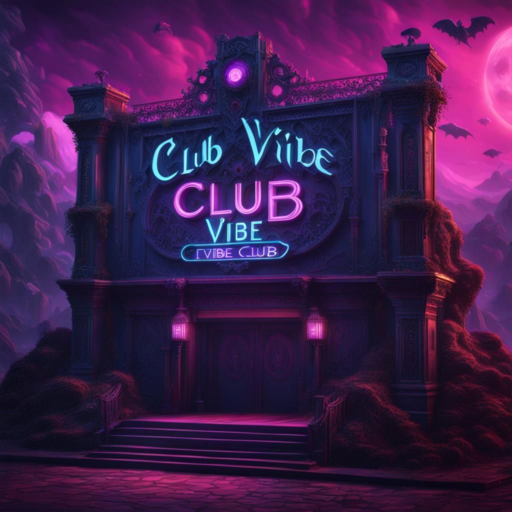 Goth Club Sign: Detailed Matte Painting in 8k