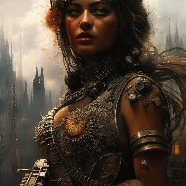 Steampunk Clockwork Woman Portrait as Digital Art