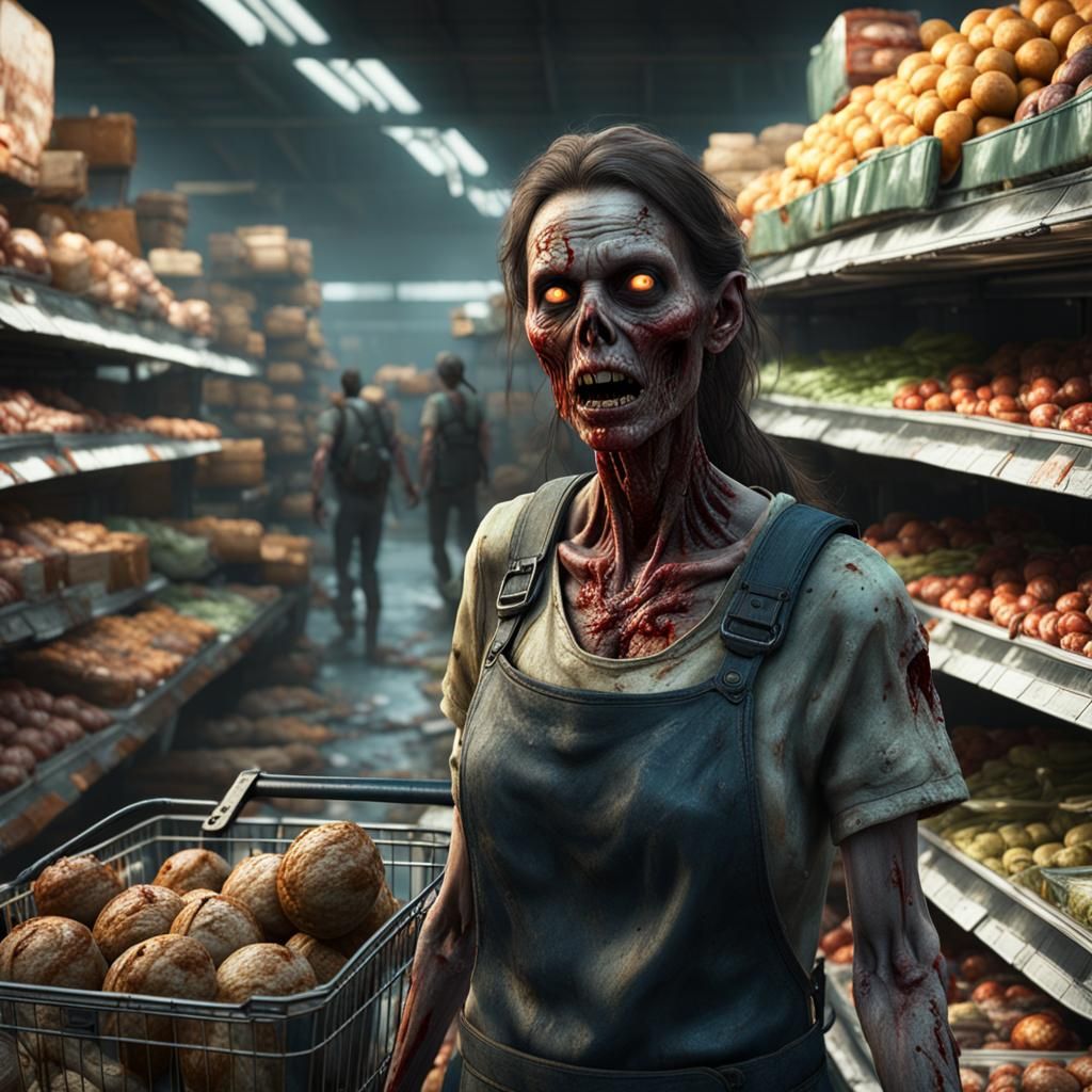 Zombie Apocalypse Survivor Steals Food, 3D Game Cinematic