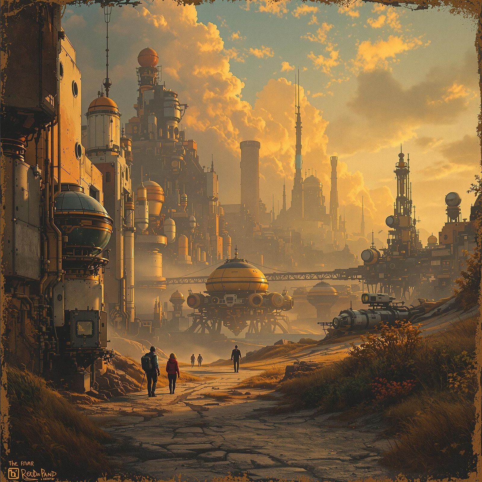 Dieselpunk Landscape with Retro-Futuristic Elements
