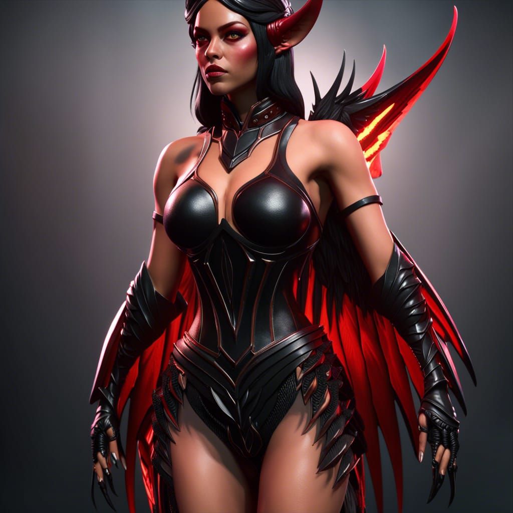 "beautiful black winged female demon" upgraded