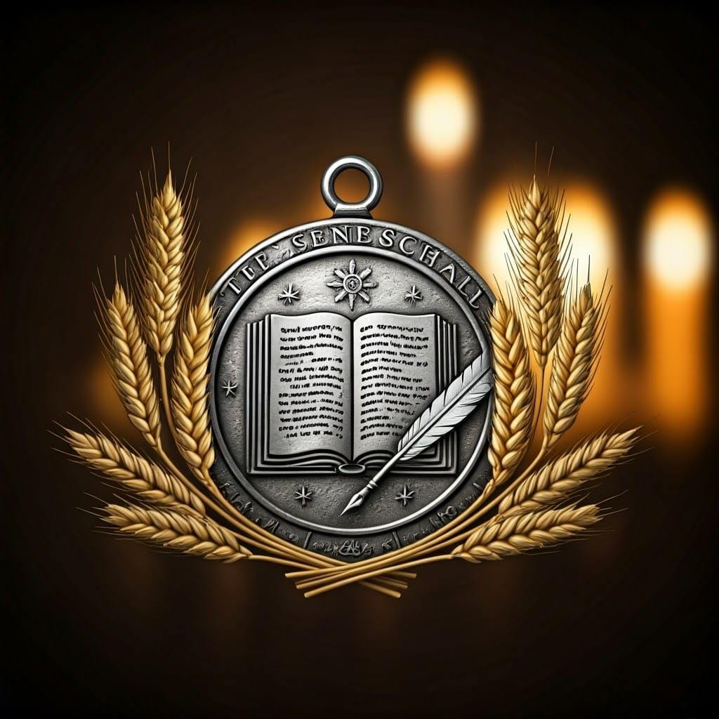 Seneschal's Seal: Silver Quill, Book, and Wheat
