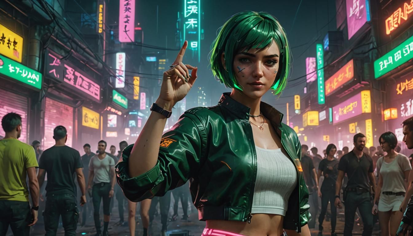 Cyberpunk Girl Dancing in Neon Nightclub