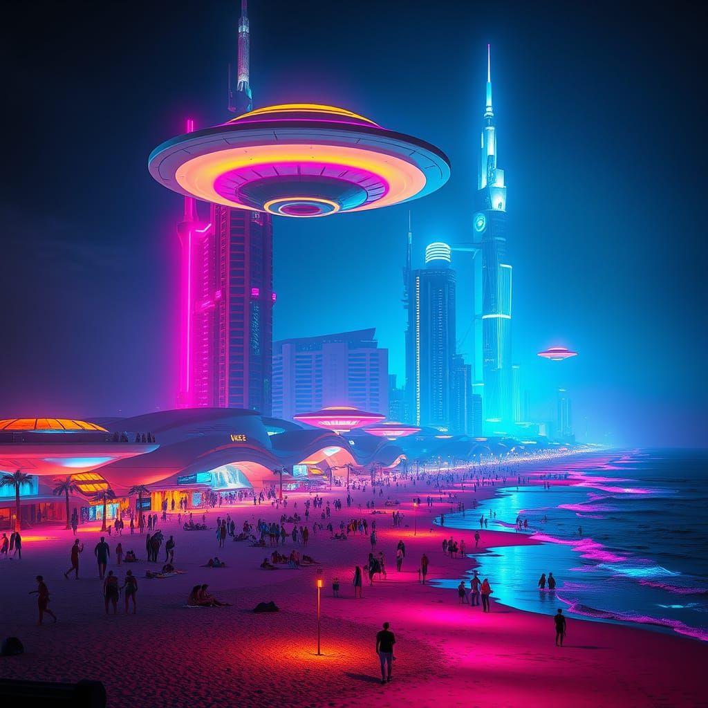 Cyberpunk Miami Beach 2050: A Coastal Techno-Paradise