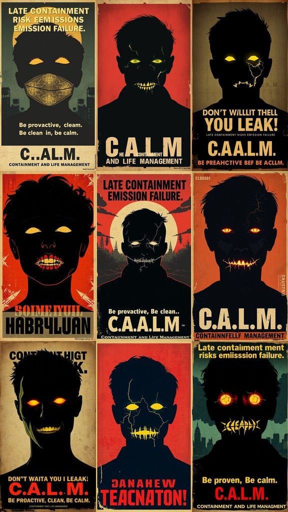 Terrifying Propaganda Poster: Glowing Cracks Silhouette