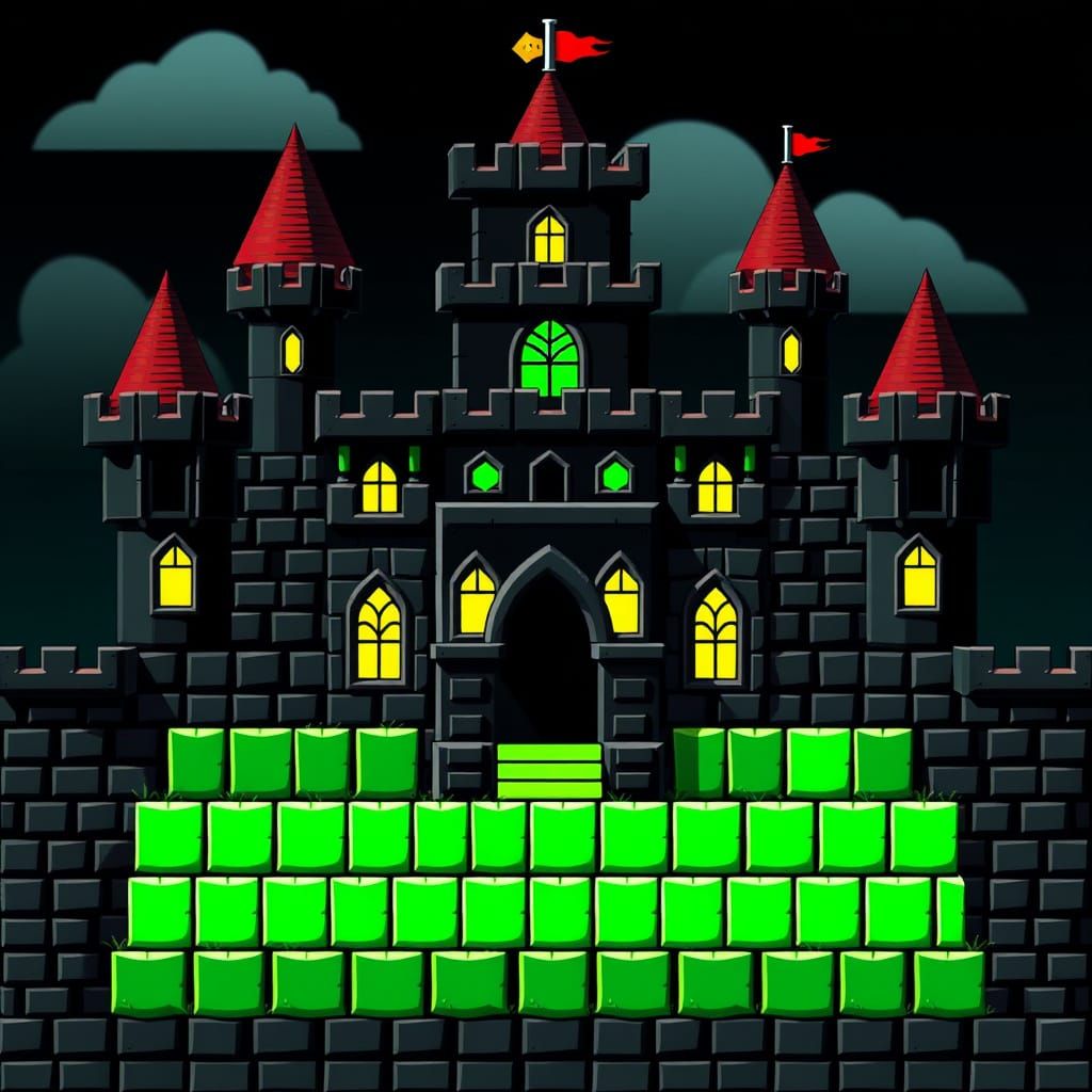 Evil Super Mario Castle with Green Scales